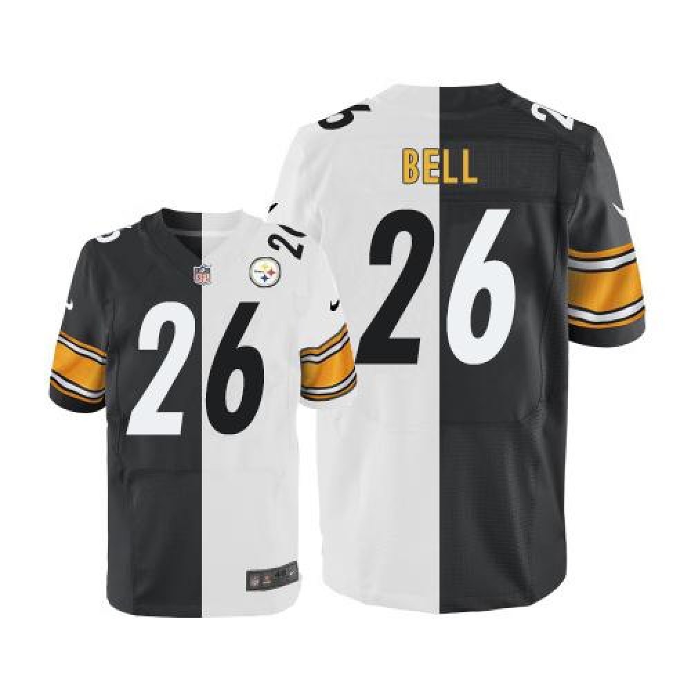 Steelers #26 Le'Veon Bell White/Black Men's Stitched NFL Elite Split Jersey
