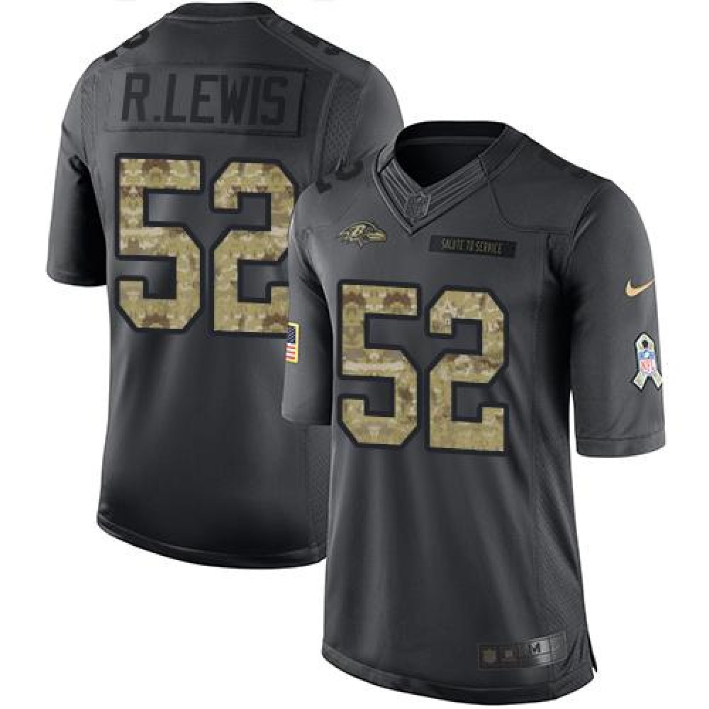 Ravens #52 Ray Lewis Black Youth Stitched NFL Limited 2016 Salute to Service Jersey