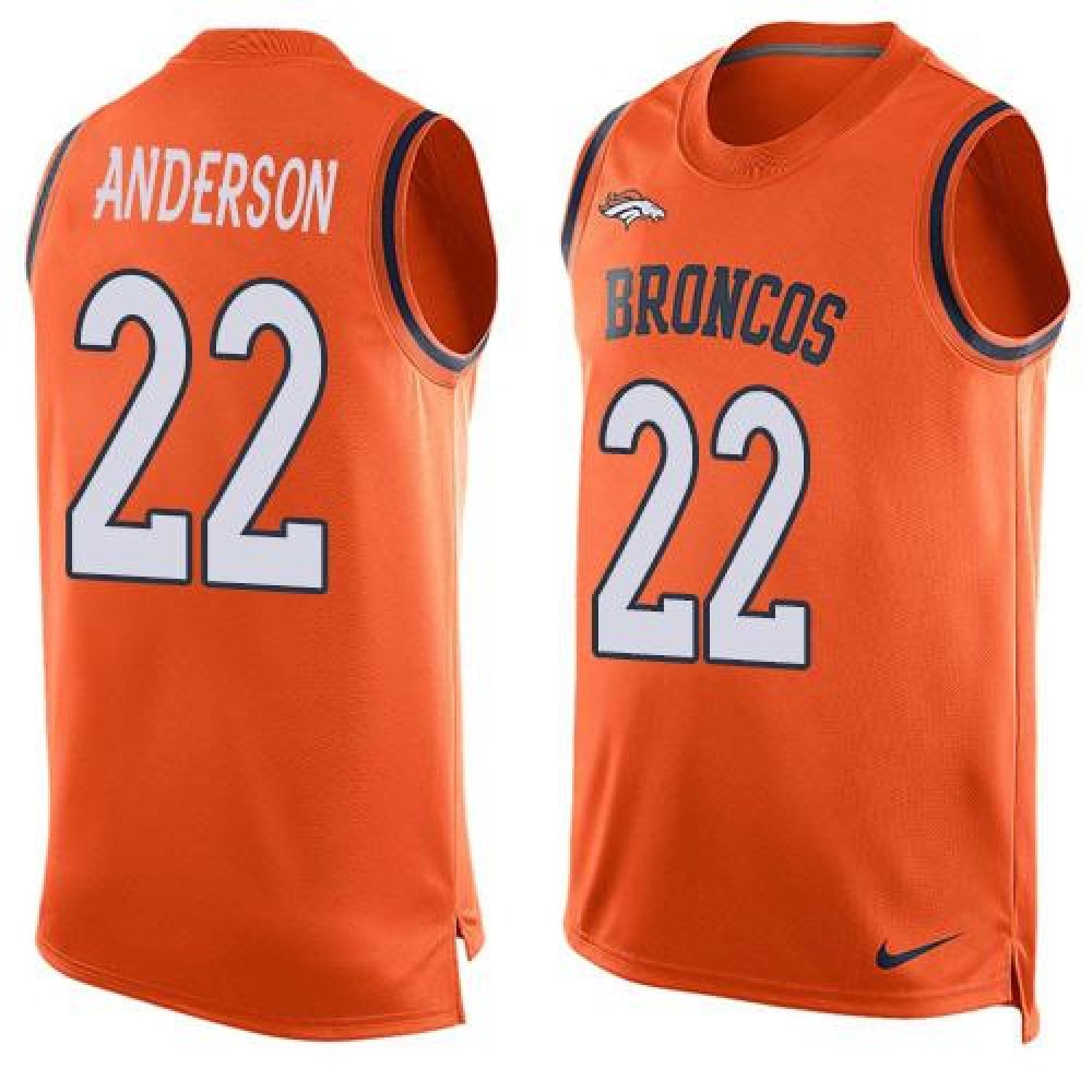 Broncos #22 C.J. Anderson Orange Team Color Men's Stitched NFL Limited Tank Top Jersey