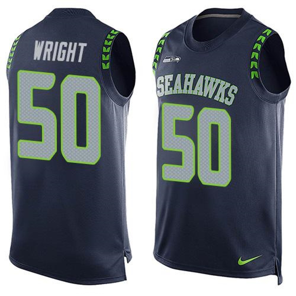 Seahawks #50 K.J. Wright Steel Blue Team Color Men's Stitched NFL Limited Tank Top Jersey