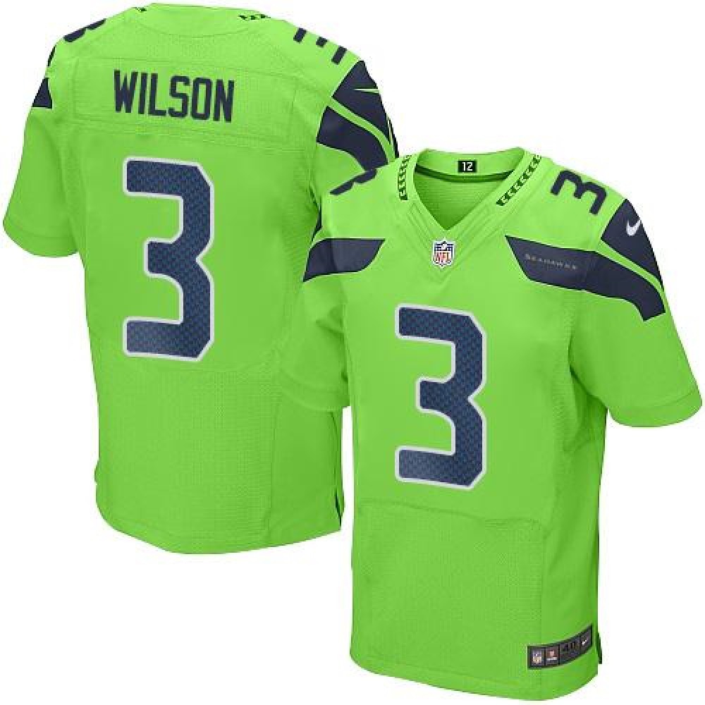 Seahawks #3 Russell Wilson Green Men's Stitched NFL Elite Rush Jersey