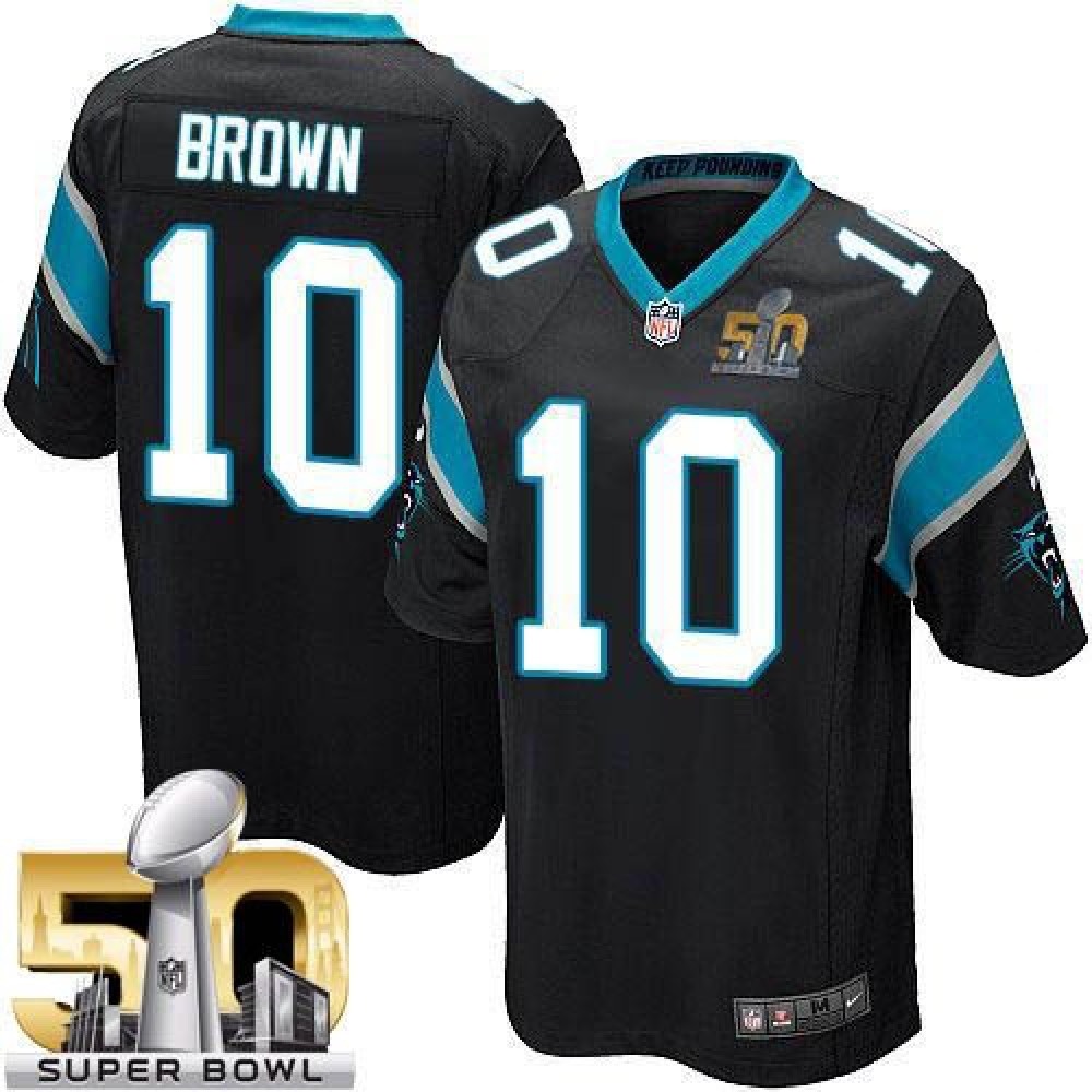 Panthers #10 Corey Brown Black Team Color Super Bowl 50 Youth Stitched NFL Elite Jersey