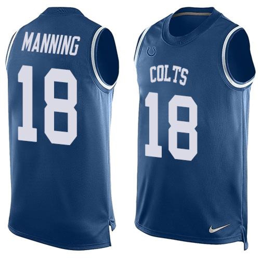 Colts #18 Peyton Manning Royal Blue Team Color Men's Stitched NFL Limited Tank Top Jersey