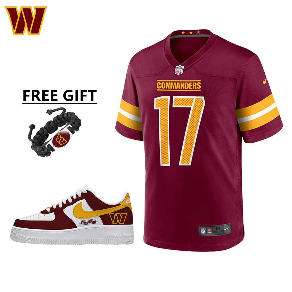 🔥Combo Sale - Washington Commanders Terry McLaurin Nike Burgundy Game Jersey & Air Force 1 Low Team Sneakers