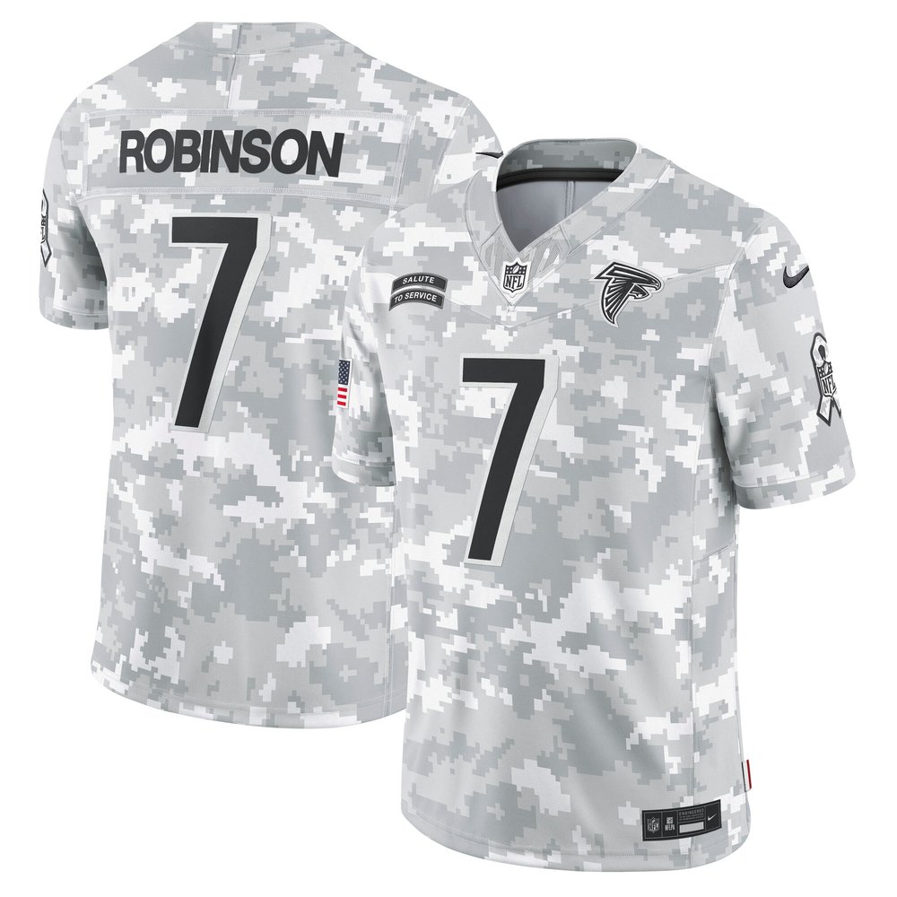 Men's Atlanta Falcons Bijan RobinsonArctic Camo 2024 Salute to Service Limited Jersey