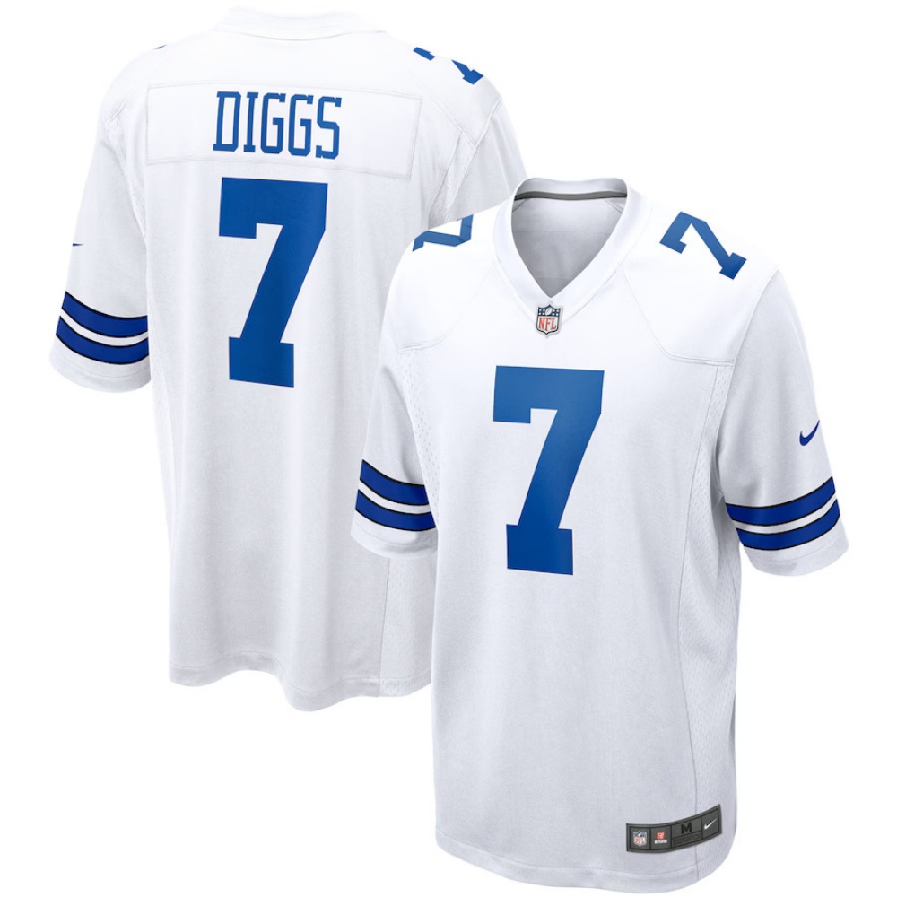 🔥Combo Sale - Dallas Cowboys Trevon Diggs Nike White Game Jersey & New Era Navy Main 9FIFTY Adjustable Hat