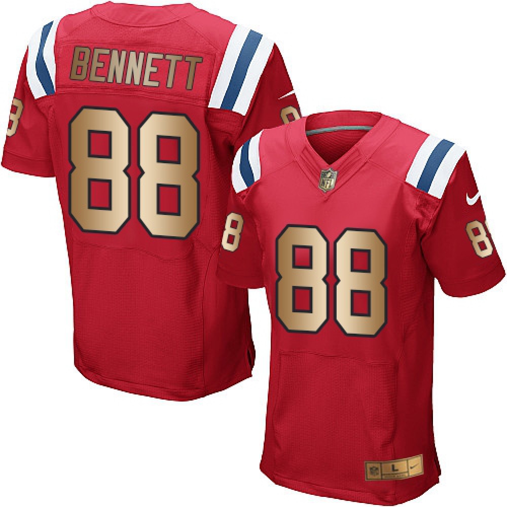 Patriots #88 Martellus Bennett Red Alternate Men's Stitched NFL Elite Gold Jersey