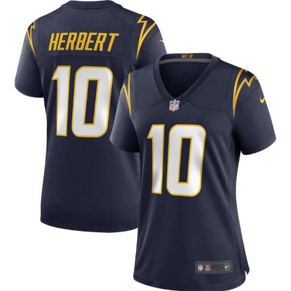 Women's Los Angeles Chargers #10 Justin Herbert Navy Vapor Untouchable Limited Stitched Jersey