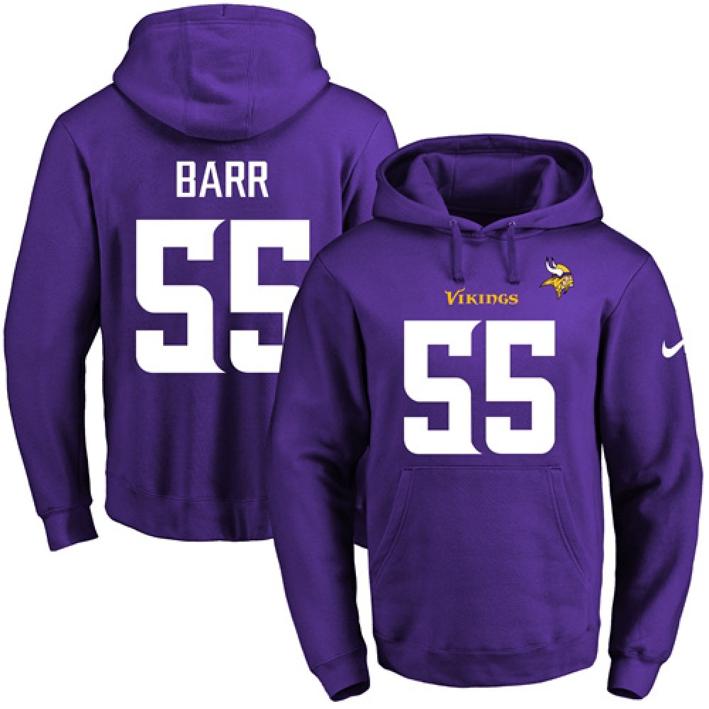 Vikings #55 Anthony Barr Purple Name & Number Pullover NFL Hoodie