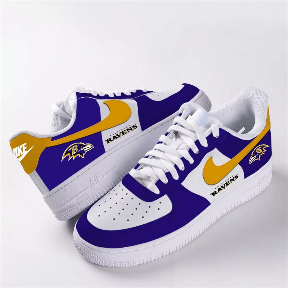 Unisex Nike x NFL Baltimore Ravens Custom Air Force 1 Low Team Sneakers