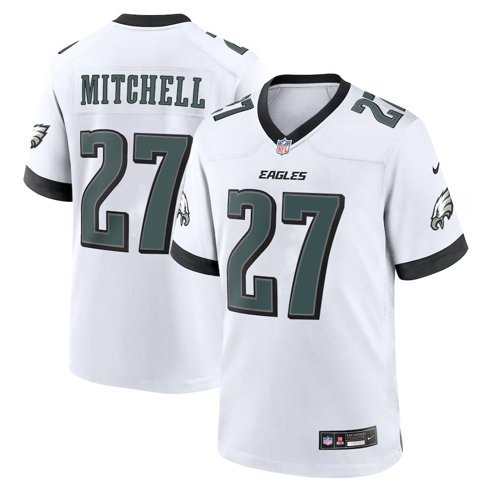 Youth#27 Quinyon Mitchell Midnight White Philadelphia Eagles Player Game Jersey