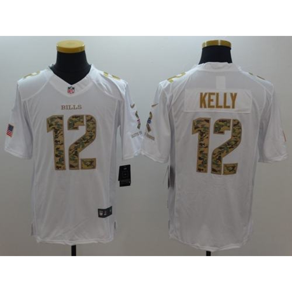 Bills #12 Jim Kelly White Men's Stitched NFL Limited Salute To Service Jersey