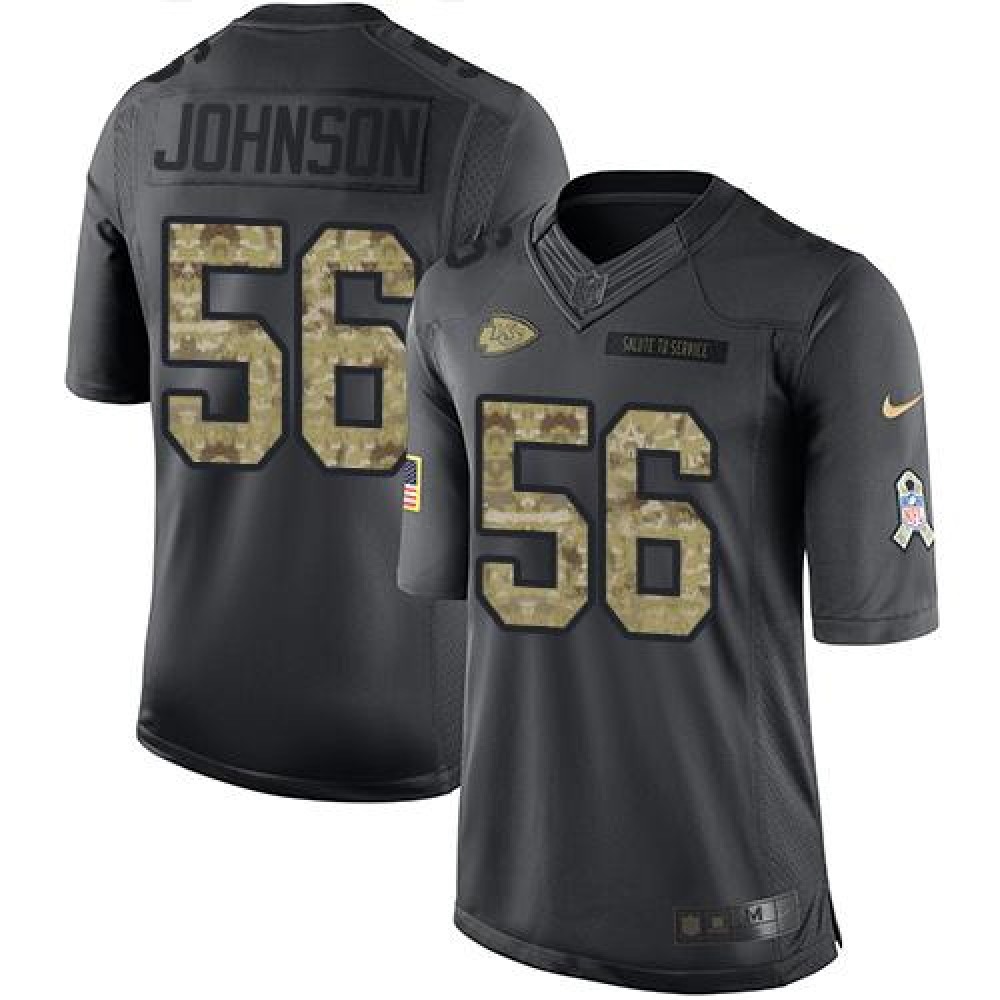 Chiefs #56 Derrick Johnson Black Men's Stitched NFL Limited 2016 Salute to Service Jersey