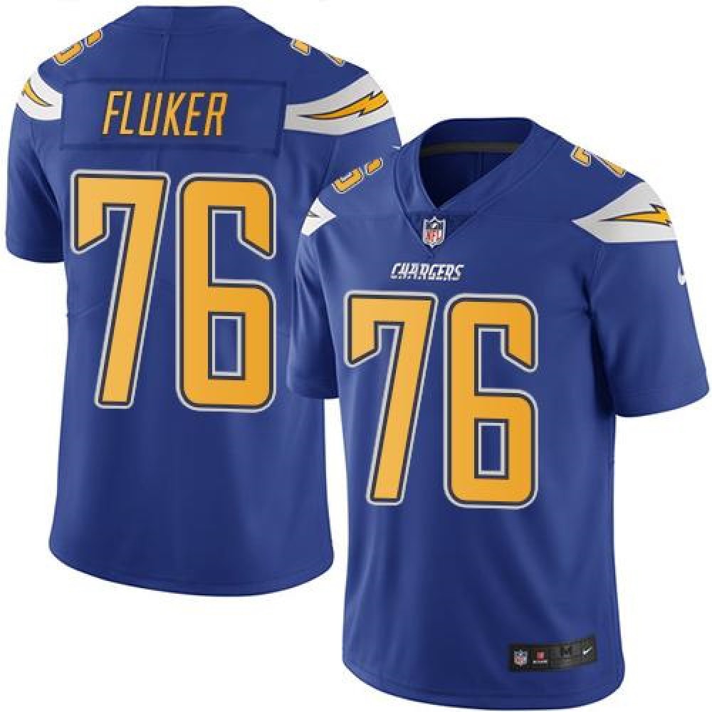 Chargers #76 D.J. Fluker Electric Blue Men's Stitched NFL Limited Rush Jersey