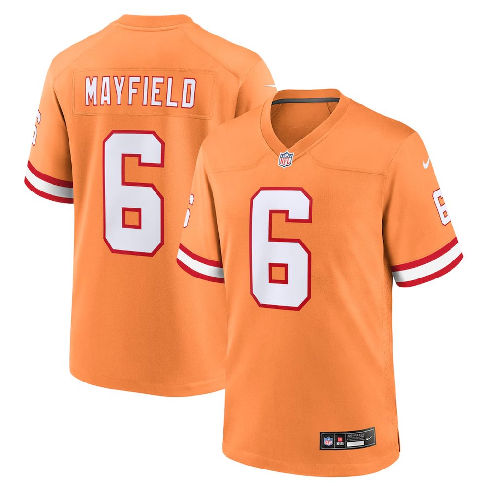 Men's '76 Tampa Bay Buccaneers #6 Baker Mayfield Nike Orange Player Game Jersey