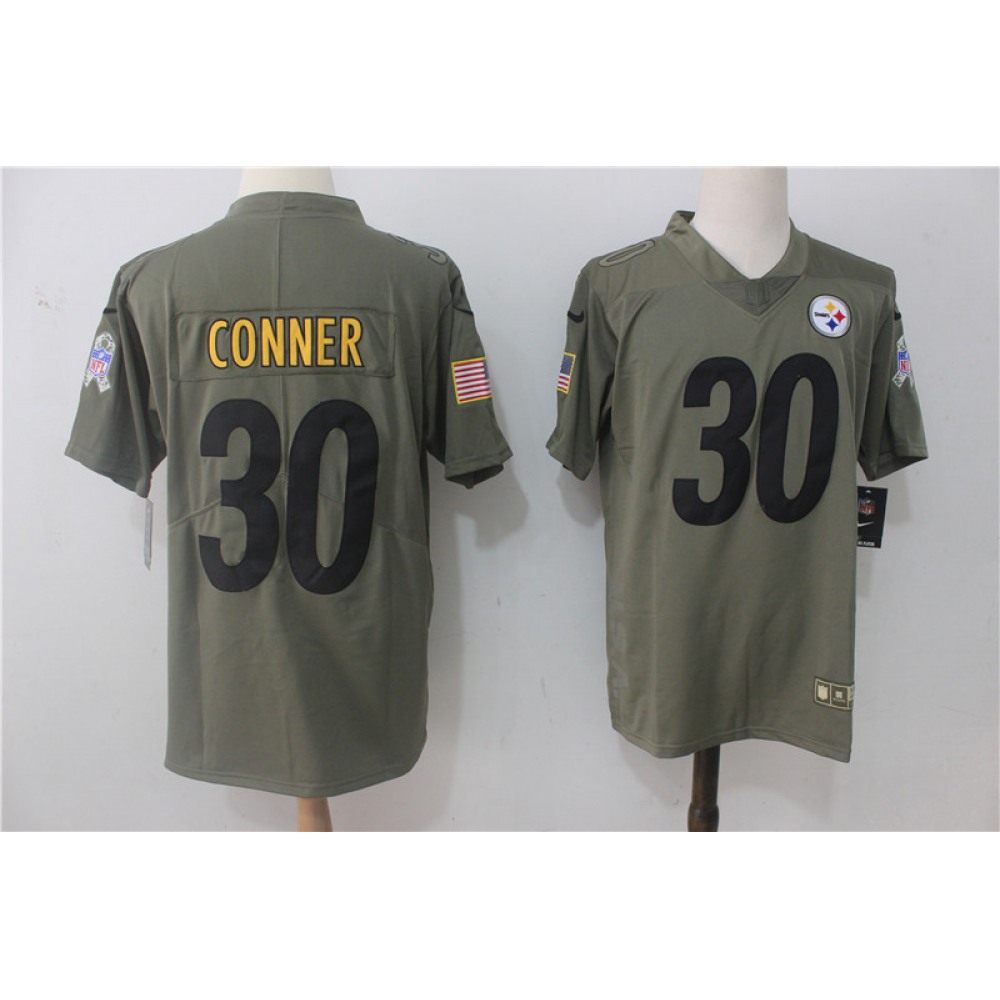 Men'sPittsburgh Steelers #30 James Conner Olive Salute To Service Limited Stitched NFL Jersey