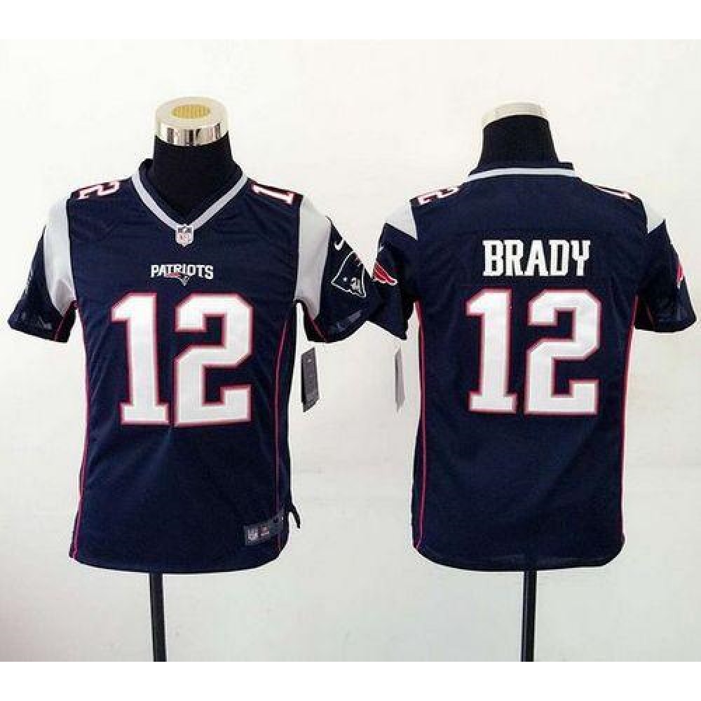 Patriots #12 Tom Brady Navy Blue Team Color Youth Stitched NFL New Elite Jersey