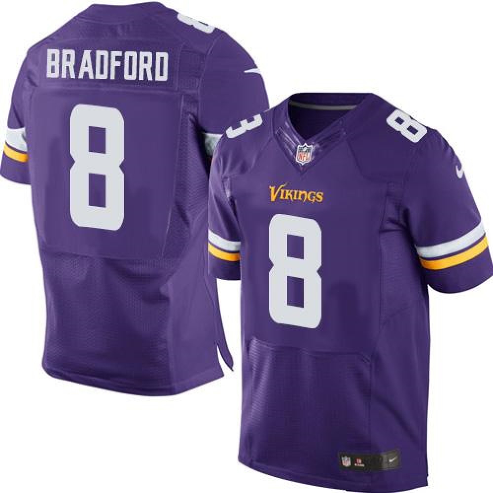 Vikings #8 Sam Bradford Purple Team Color Men's Stitched NFL Elite Jersey