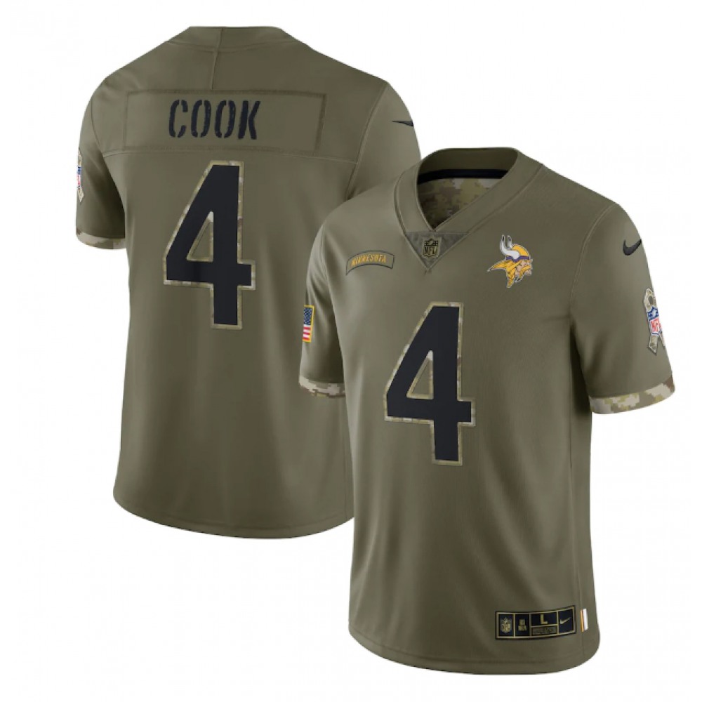 Men's Minnesota Vikings #4 Dalvin Cook Olive 2022 Salute To Service Limited Stitched Jersey
