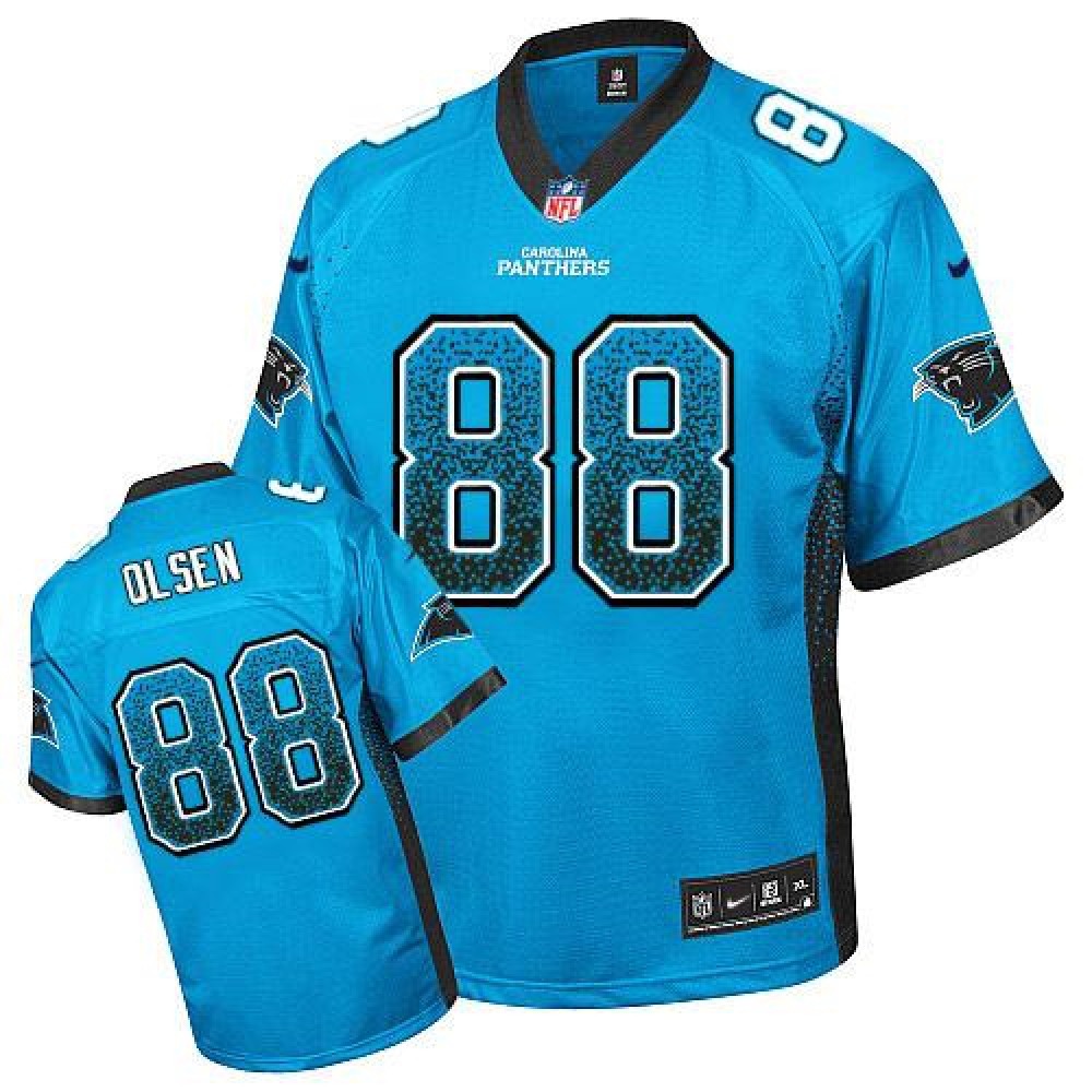 Panthers #88 Greg Olsen Blue Alternate Youth Stitched NFL Elite Drift Fashion Jersey