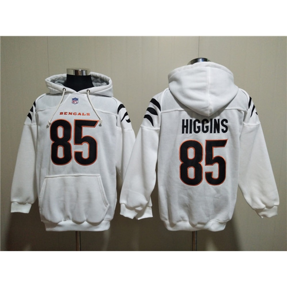 Men's Cincinnati Bengals #85 Tee Higgins White Pullover Hoodie