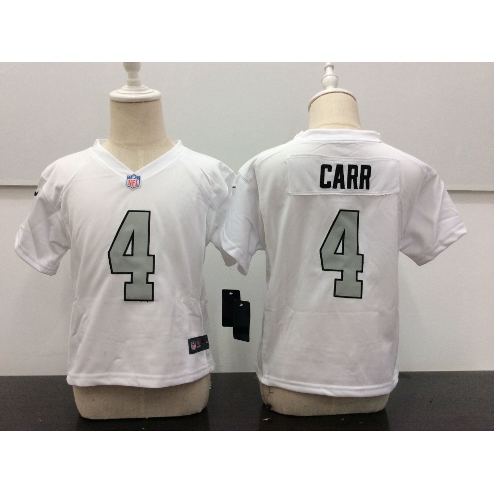 ToddlerOakland Raiders #4 Derek Carr White Stitched NFL Jersey