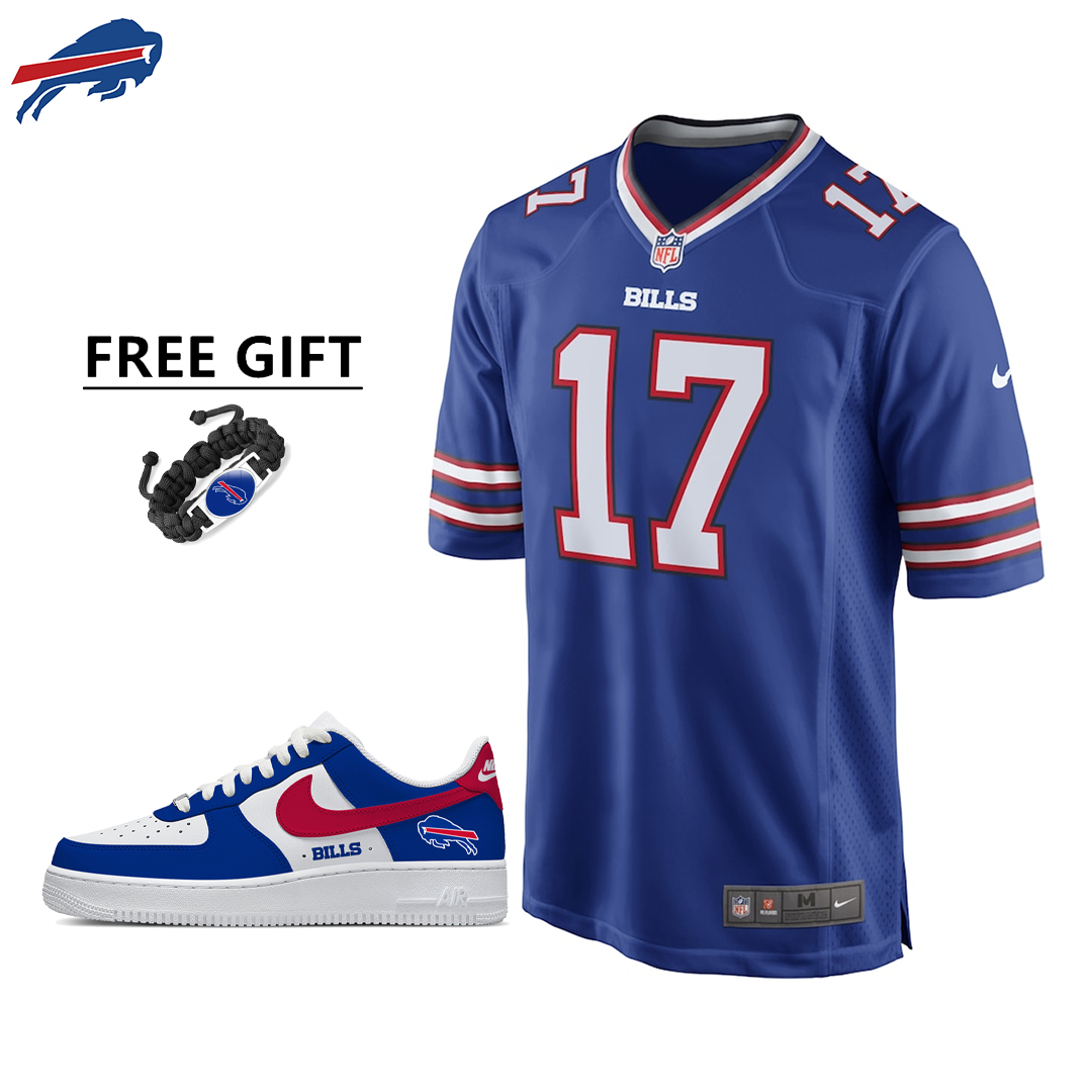 🔥Combo Sale - Buffalo Bills Josh Allen Nike Royal Team Game Jersey & Air Force 1 Low Team Sneakers