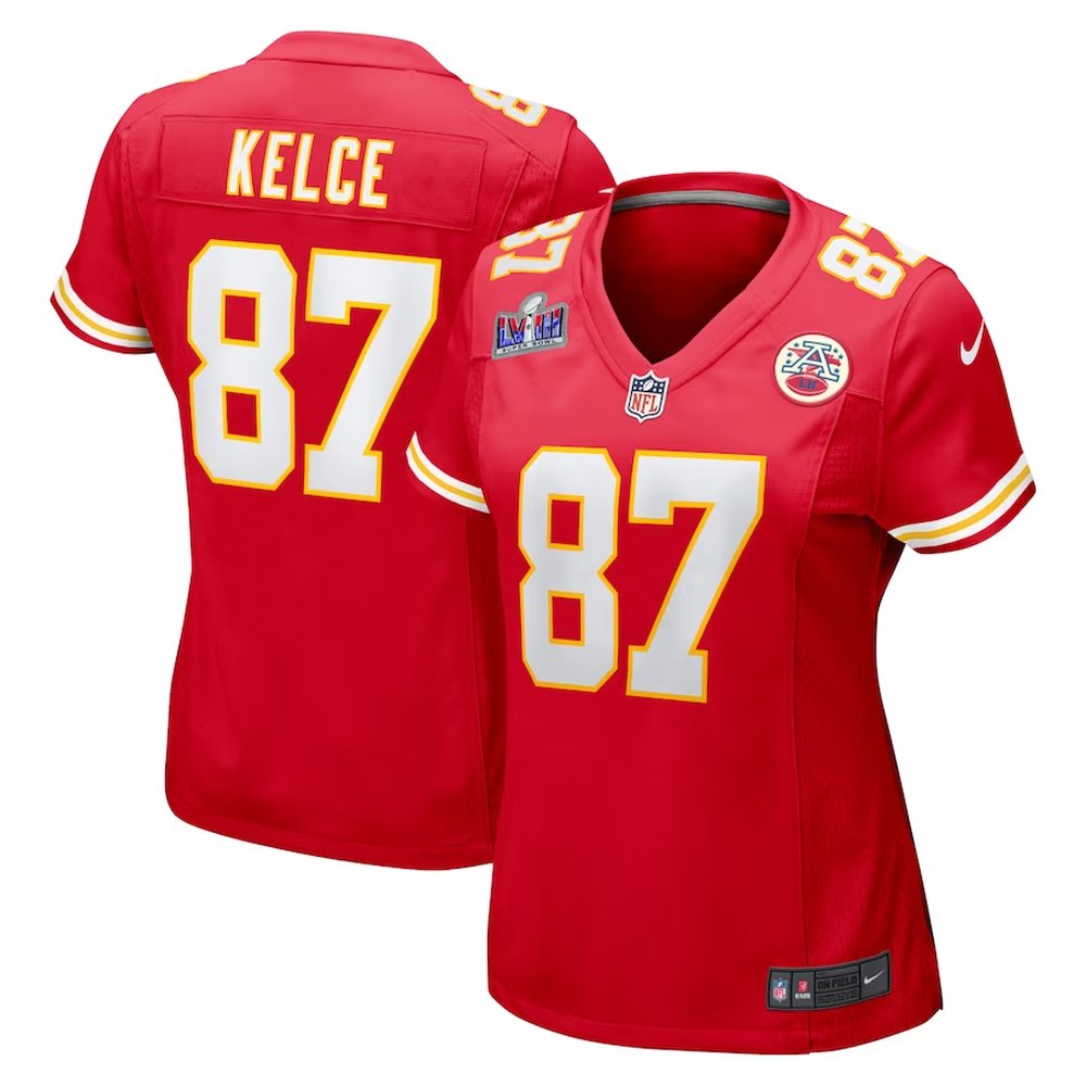 Women's Kansas City Chiefs #87 Travis KelceRed Super Bowl LVIII Game Jersey
