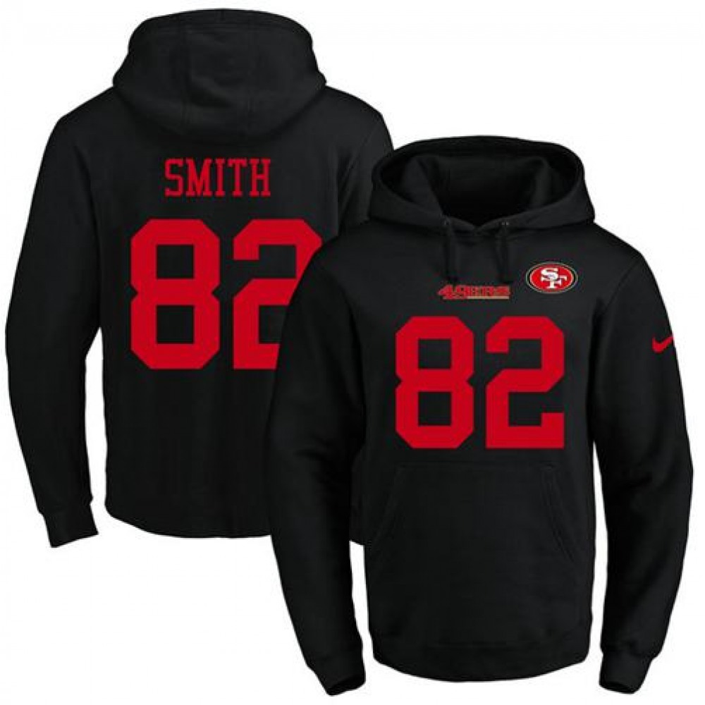 49ers #82 Torrey Smith Black Name & Number Pullover NFL Hoodie