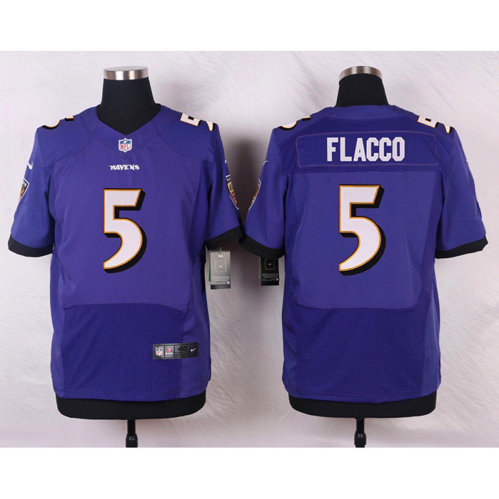 Ravens #5 Joe Flacco Purple Team Color Men's Stitched NFL New Elite Jersey