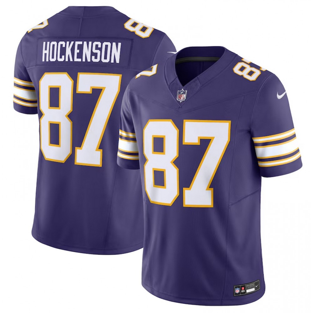 Men's Minnesota Vikings #87 T.J. Hockenson Purple 2023 F.U.S.E. Vapor Untouchable Limited Stitched Jersey