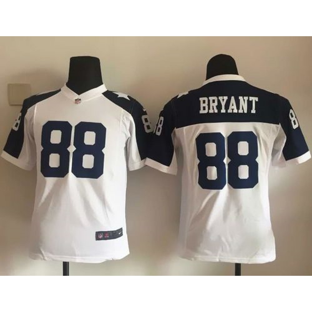 Cowboys #88 Dez Bryant White Thanksgiving Youth Throwback Stitched NFL Elite Jersey
