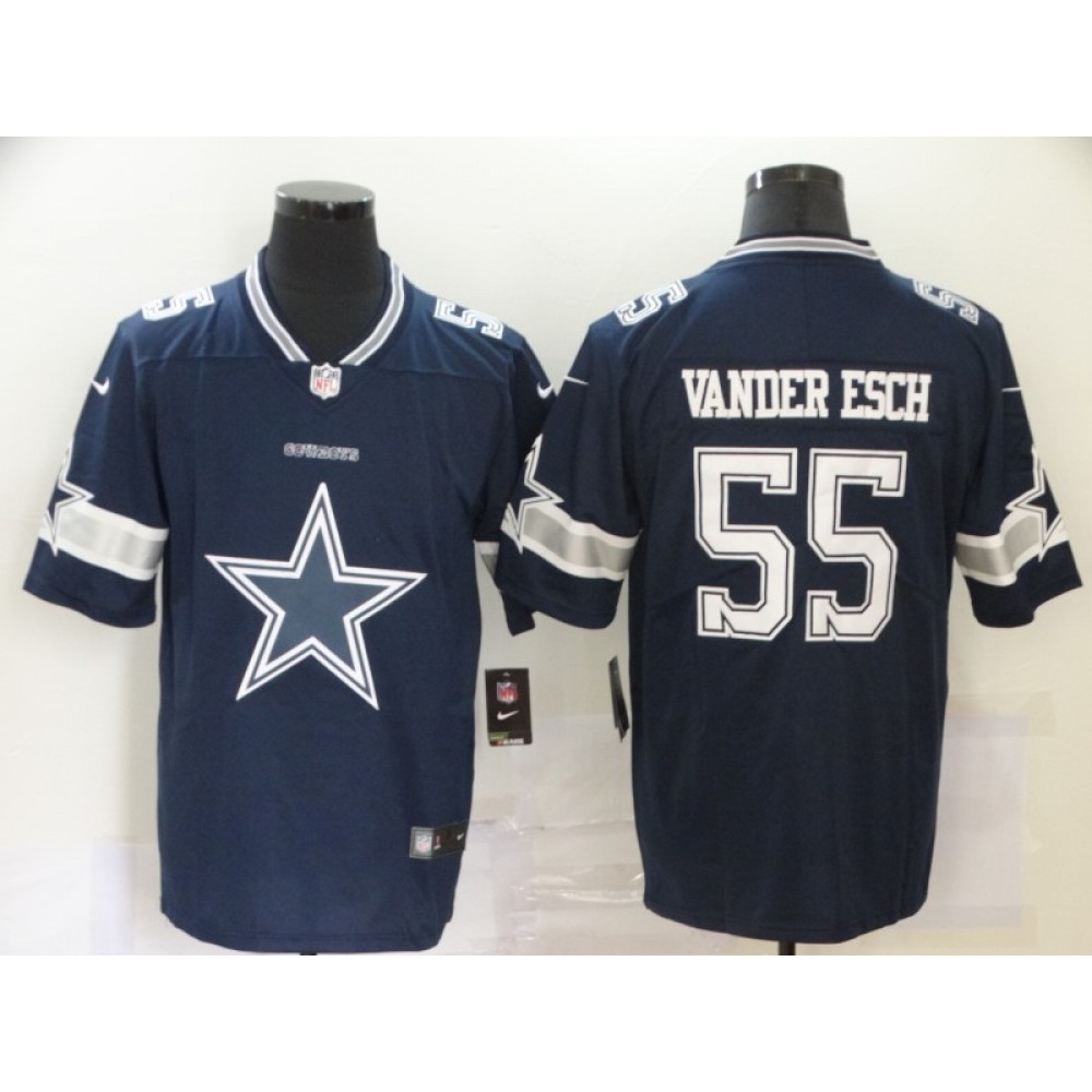 Men's Dallas Cowboys #55 Leighton Vander Esch Navy 2020 Team Big Logo Limited Stitched Jersey
