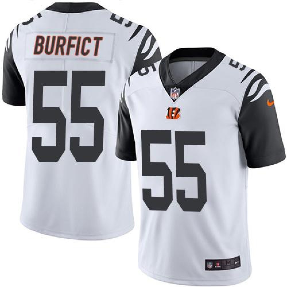 Bengals #55 Vontaze Burfict White Men's Stitched NFL Limited Rush Jersey