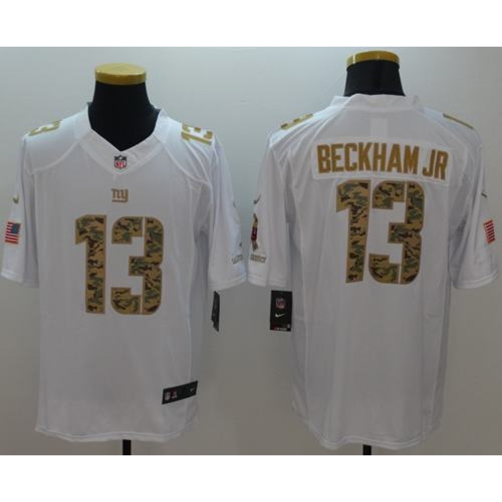 Giants #13 Odell Beckham Jr White Men's Stitched NFL Limited Salute to Service Jersey