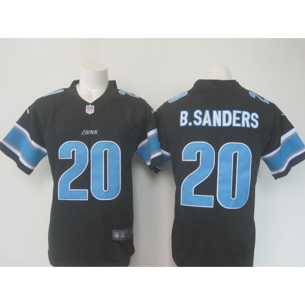 Men'sLions #20 Barry Sanders Black Limited Rush Stitched NFL Jersey
