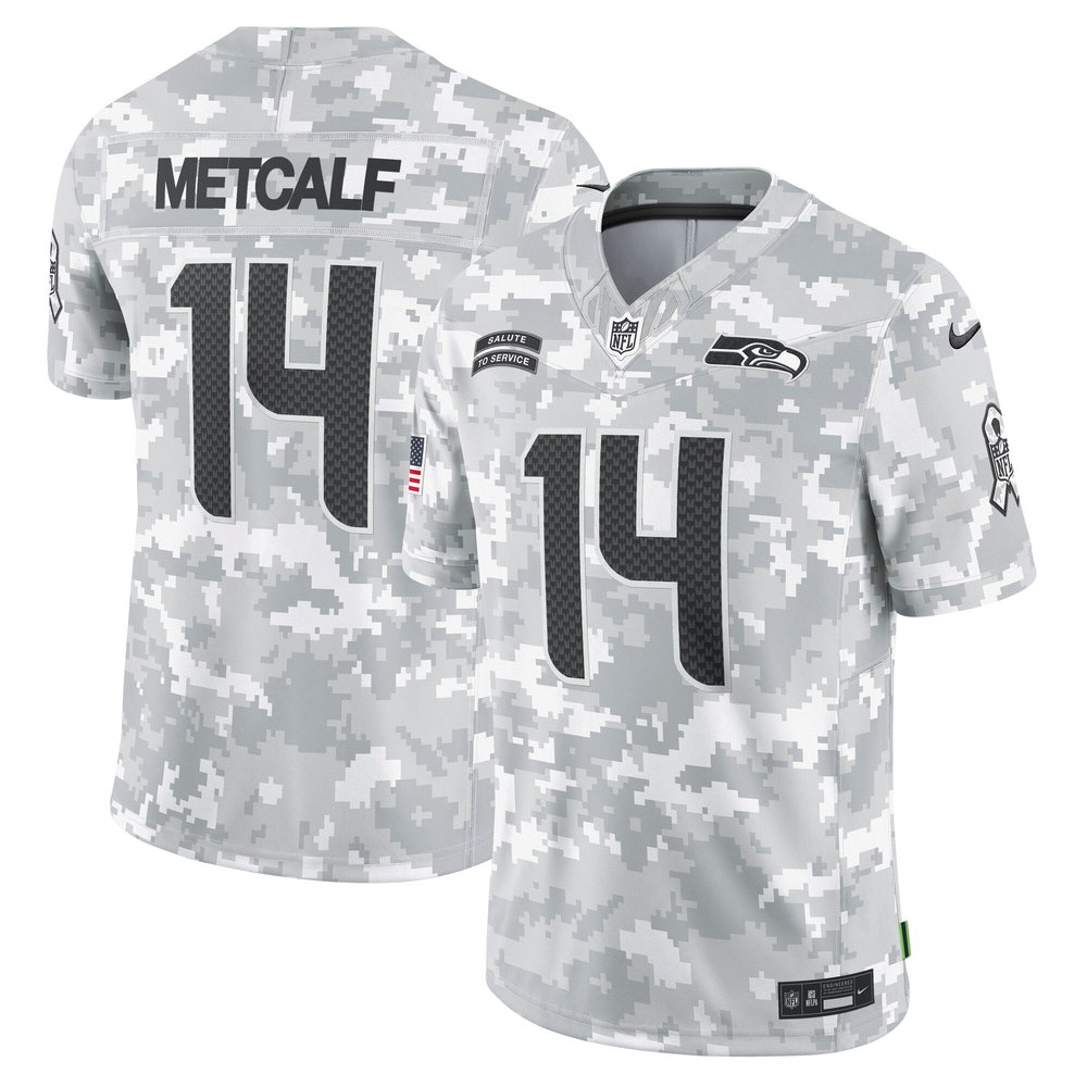 Men's Seattle Seahawks DK MetcalfArctic Camo 2024 Salute to Service Limited Jersey