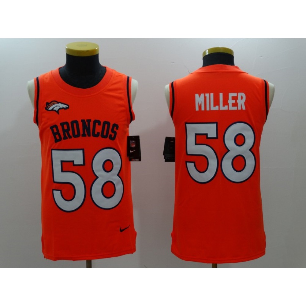 Men'sDenver Broncos #58 Von Miller Orange Team Color Stitched NFL Limited Tank Top Jersey