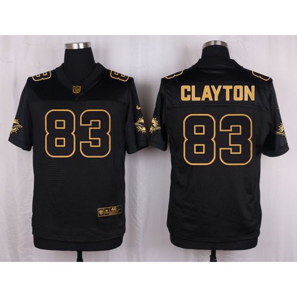 Dolphins #83 Mark Clayton Black Men's Stitched NFL Elite Pro Line Gold Collection Jersey