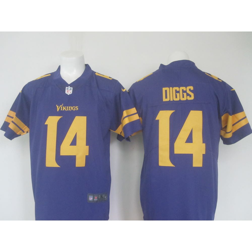 Men'sVikings #14 Stefon Diggs Purple Limited Rush Stitched NFL Jersey