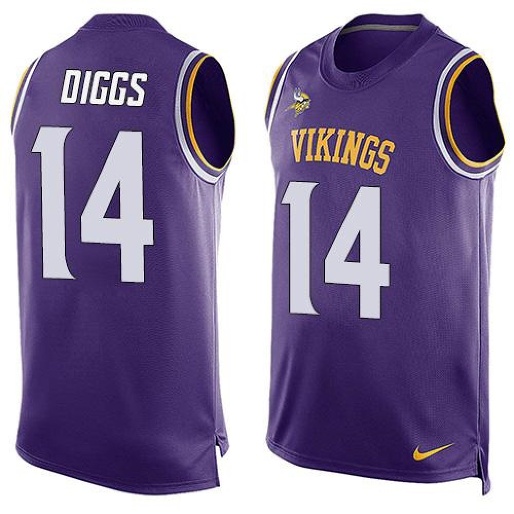 Vikings #14 Stefon Diggs Purple Team Color Men's Stitched NFL Limited Tank Top Jersey