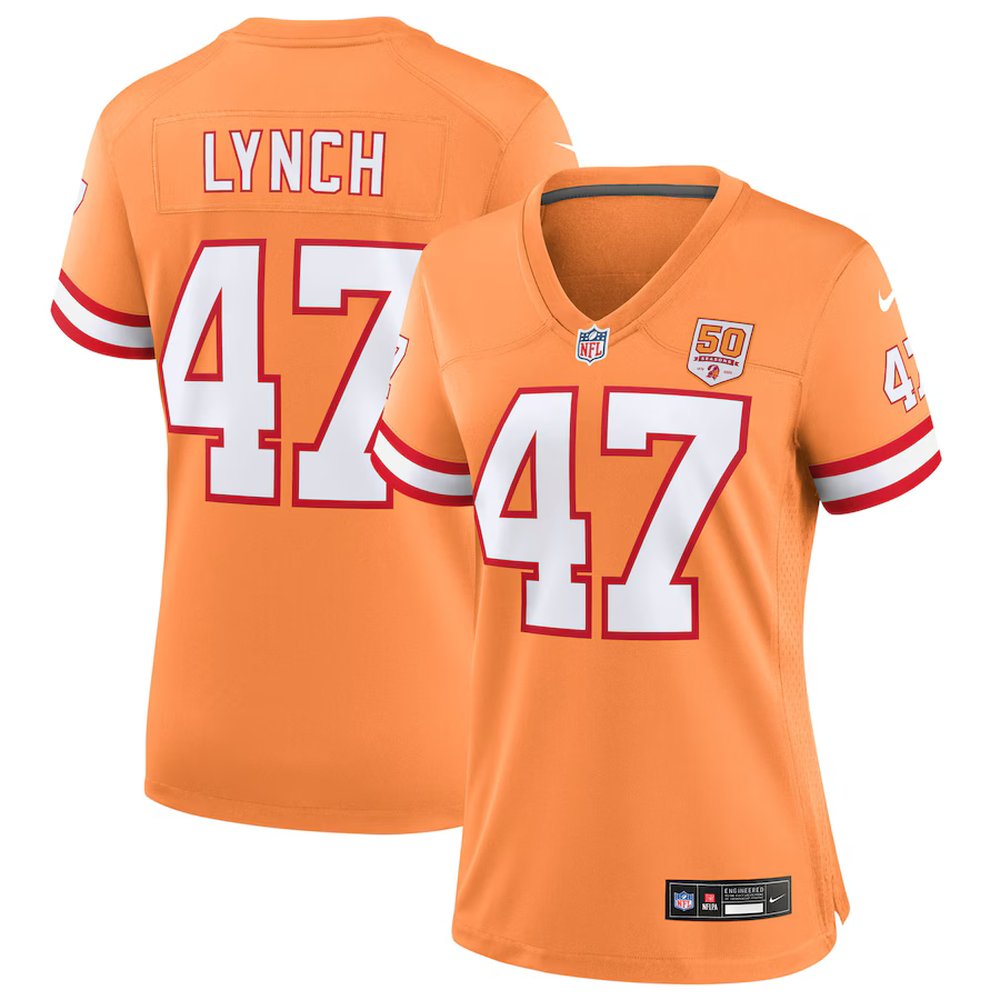 Women's Tampa Bay Buccaneers #47 John Lynch Nike Creamsicle 50th Season Game Jersey