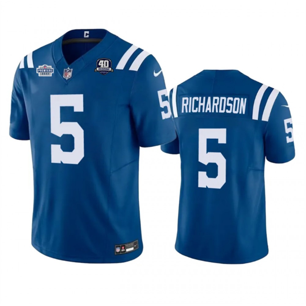 Men's Indianapolis Colts #5 Anthony Richardson Royal 2023 F.U.S.E. With Prem1ere Patch 40th Anniversary Vapor Untouchable Limited Stitched Football Jersey