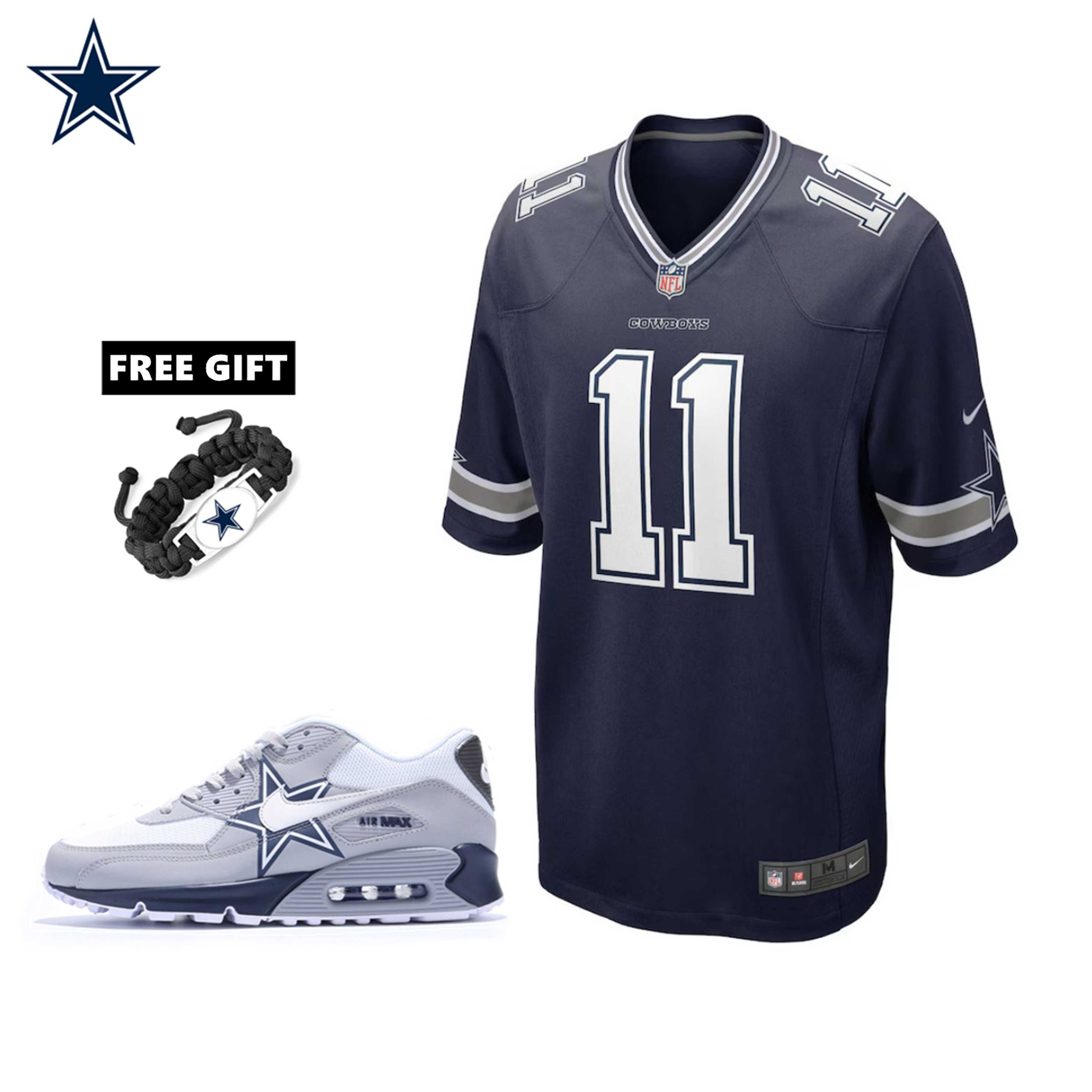 🔥Combo Sale - Dallas Cowboys Micah Parsons Nike Navy Game Jersey & Air Max 90 Classic Sneakers