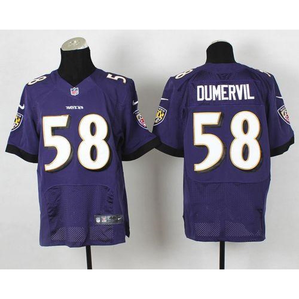 Ravens #58 Elvis Dumervil Purple Team Color Men's Stitched NFL New Elite Jersey