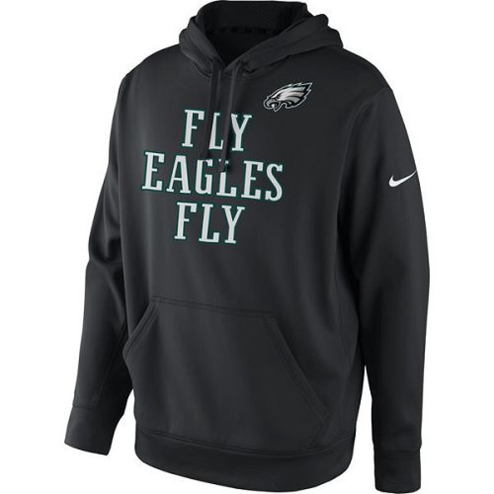 Men's Philadelphia EaglesBlack Fly Eagles Fly Pullover Hoodie