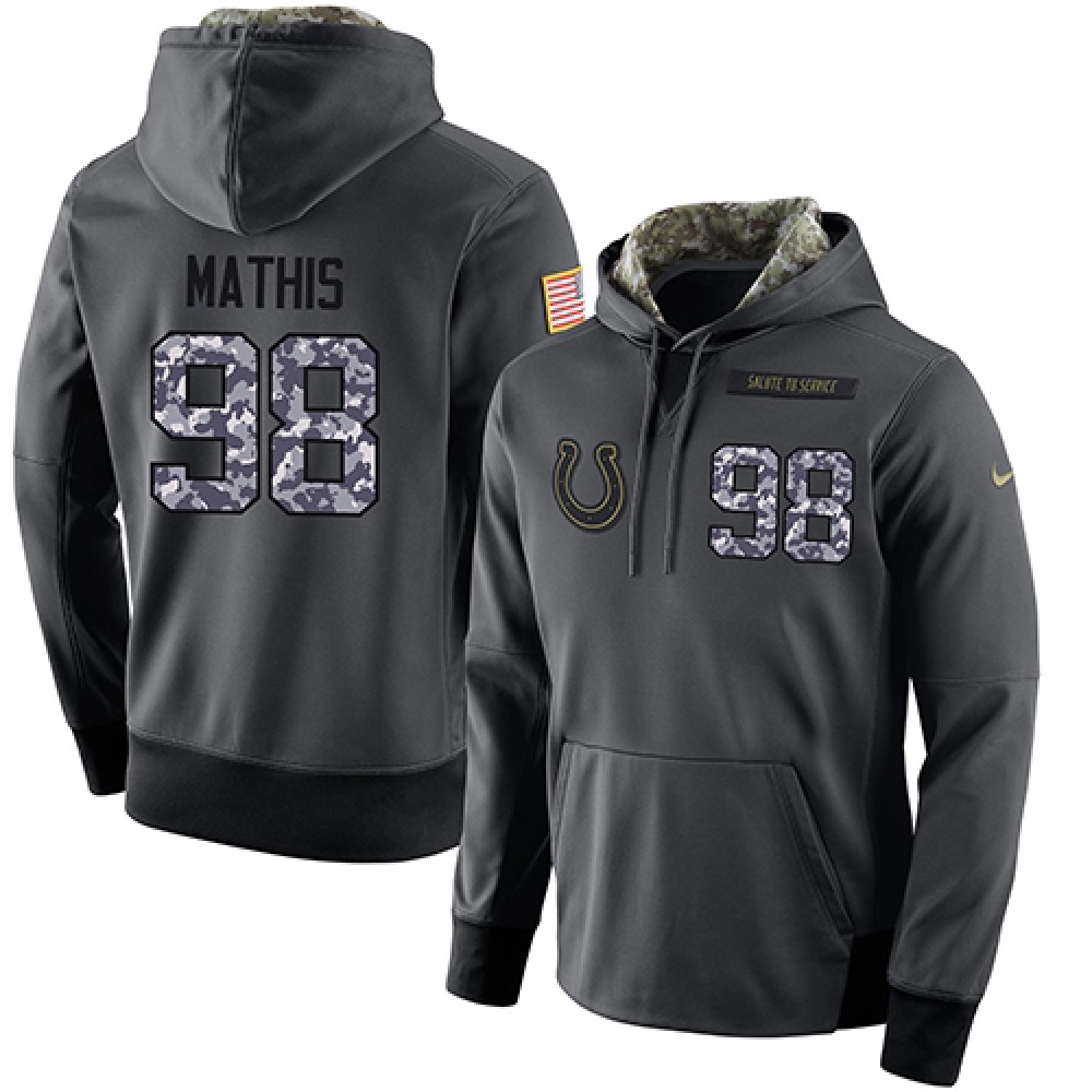 NFL Men'sIndianapolis Colts #98 Robert Mathis Stitched Black Anthracite Salute to Service Player Performance Hoodie