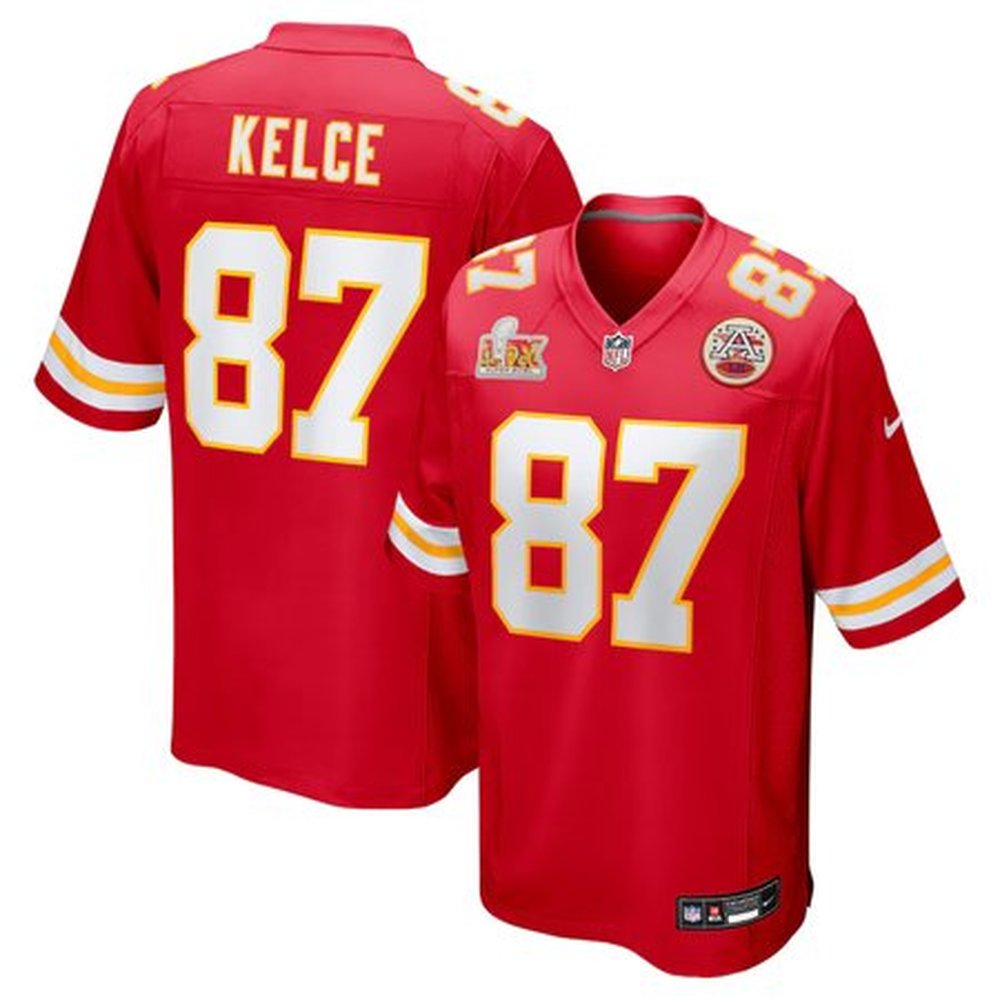 Men's Kansas City Chiefs #87 Travis KelceRed Super Bowl LIX Game Jersey