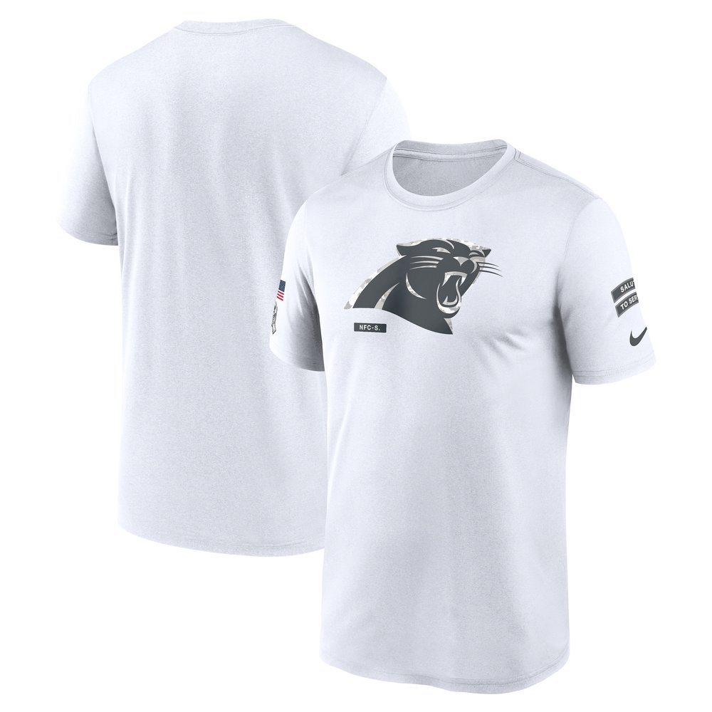 Men's Carolina PanthersWhite 2024 Salute To Service Legend Performance T-Shirt