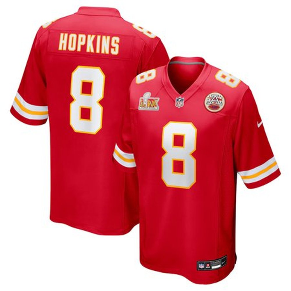 Men's Kansas City Chiefs #8 DeAndre HopkinsRed Super Bowl LIX Game Player Jersey